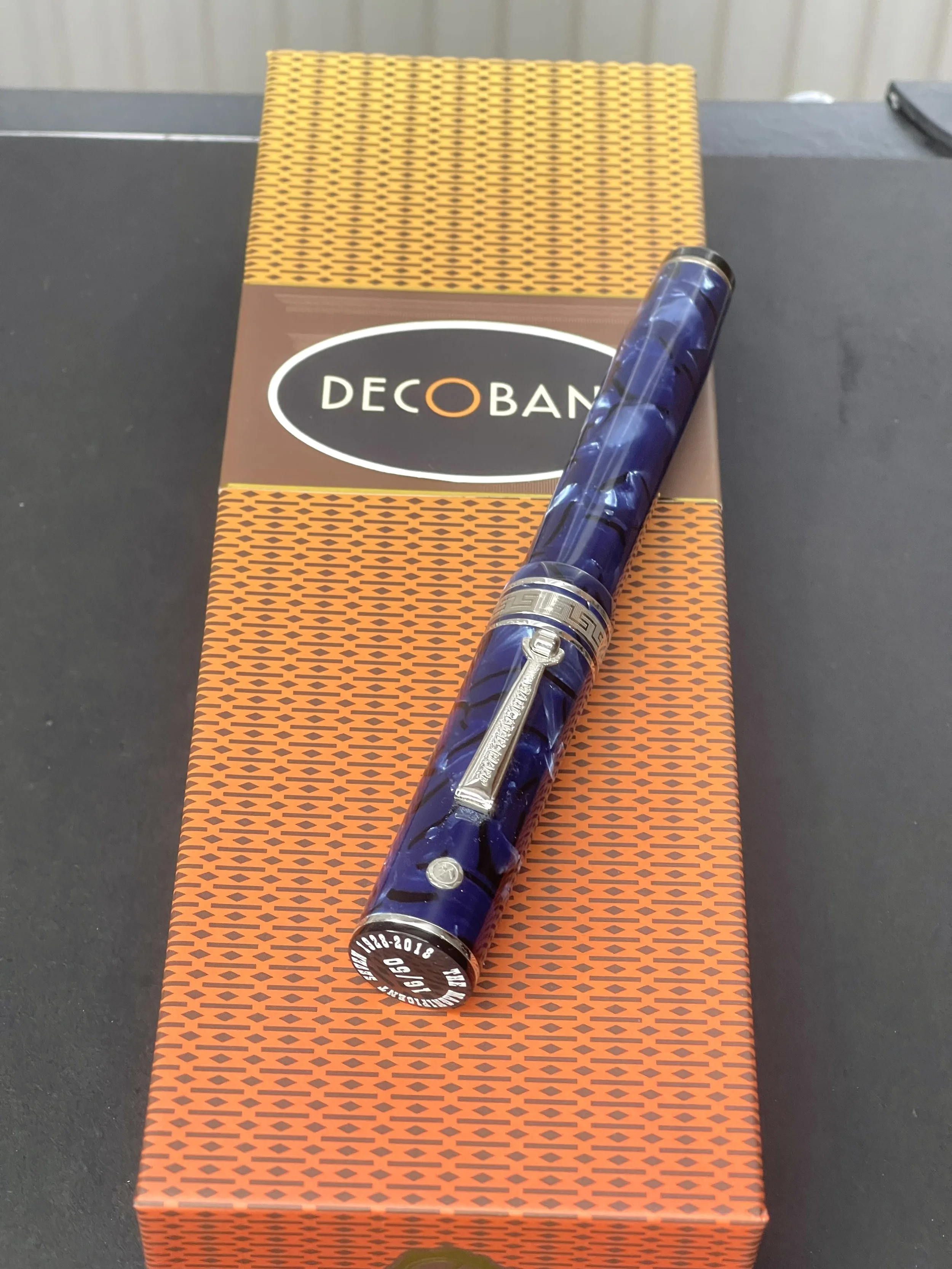 Rare Wahl Eversharp Decoband Oversized Limited Edition Magnificent Seven Fountain Pen in Blue Royale Celluloid