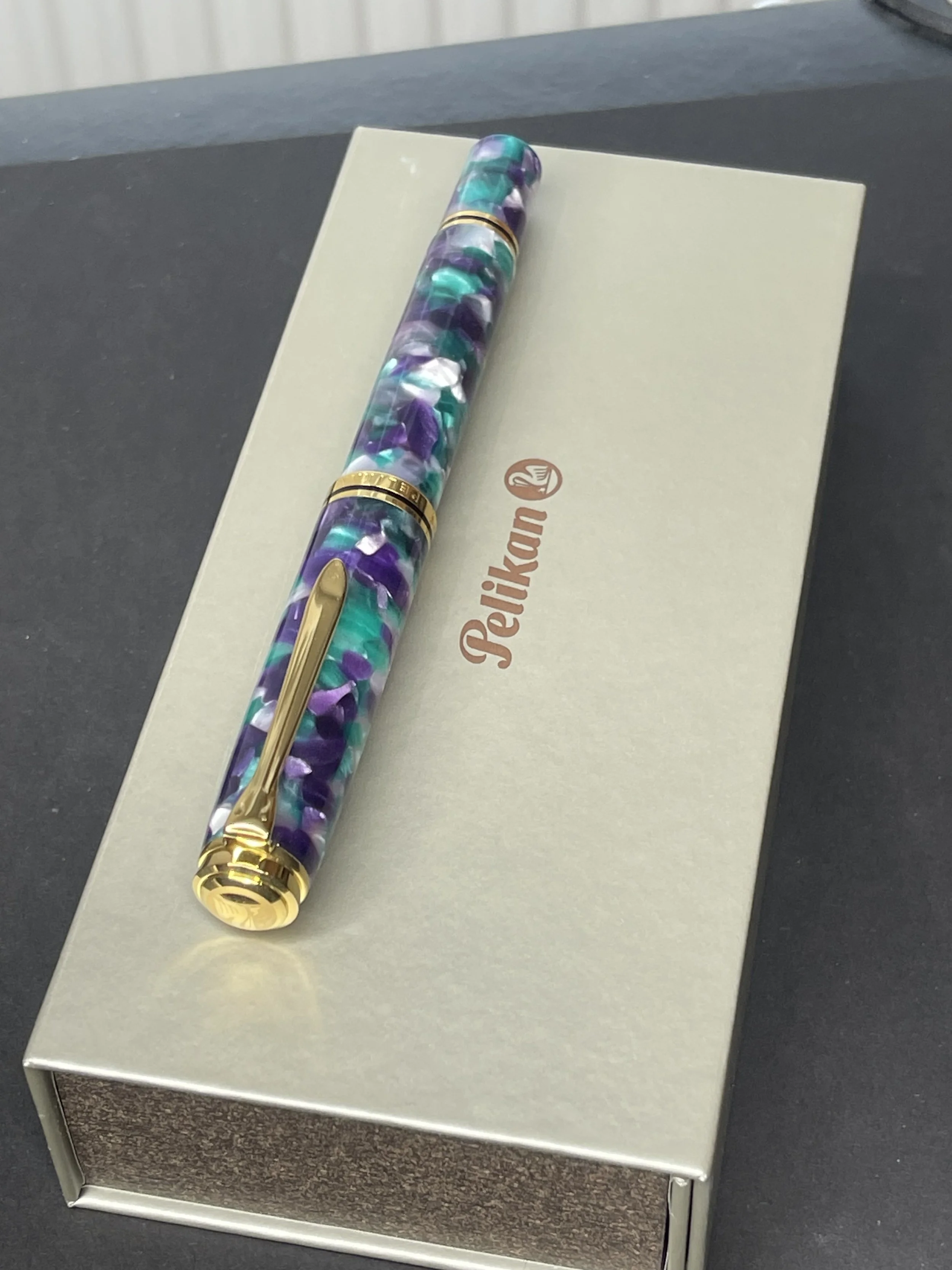 Custom Pelikan Souveran M1000 Fountain Pen in Original Conway Stewart Azure Acrylic Material