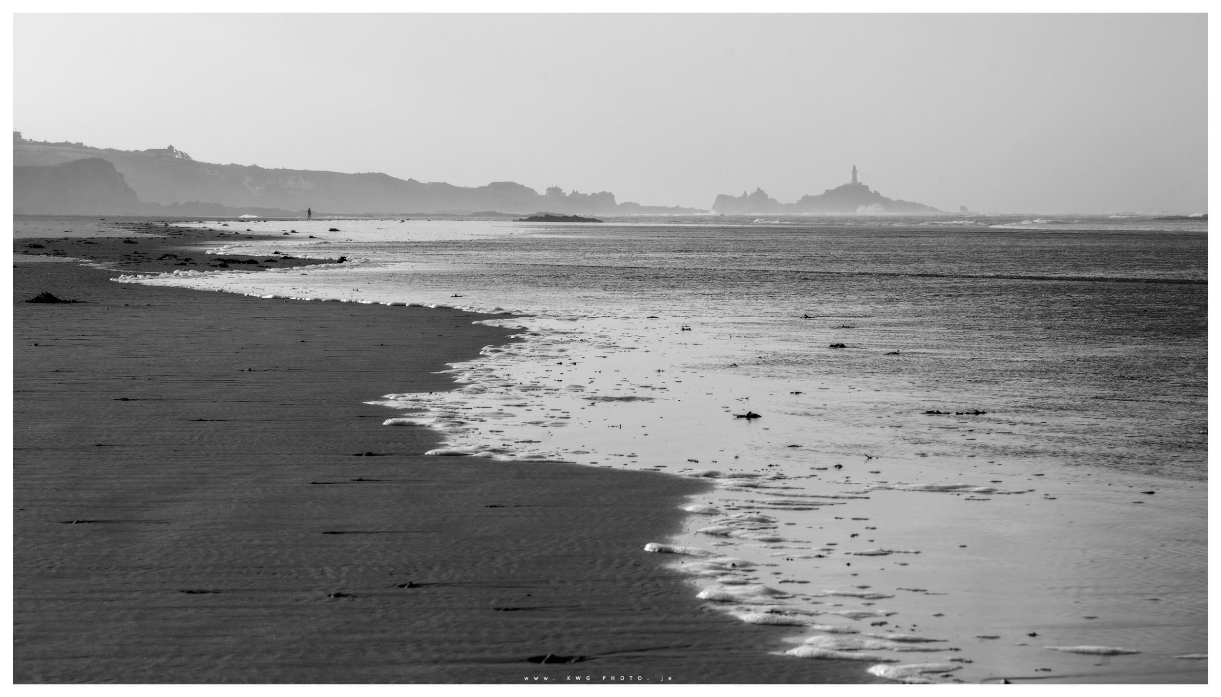 St Ouen Bay with Corbiere Lighthouse