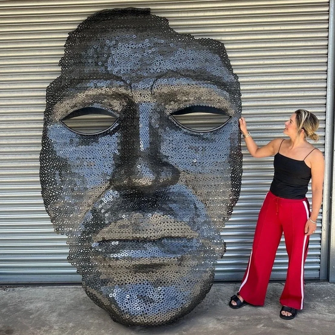 &lsquo;Thought&rsquo; is a striking wall-mounted sculpture forged from recycled metal washers, each piece placed with intention to form a unique talking point. 

Standing at 2.8m tall, this limited edition work blends raw material with refined vision