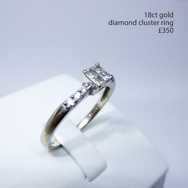18ct gold, diamond cluster ring, &pound;350 #diamonds #custerring #18ctgold #norwichlanes #benjaminjosephjewellers