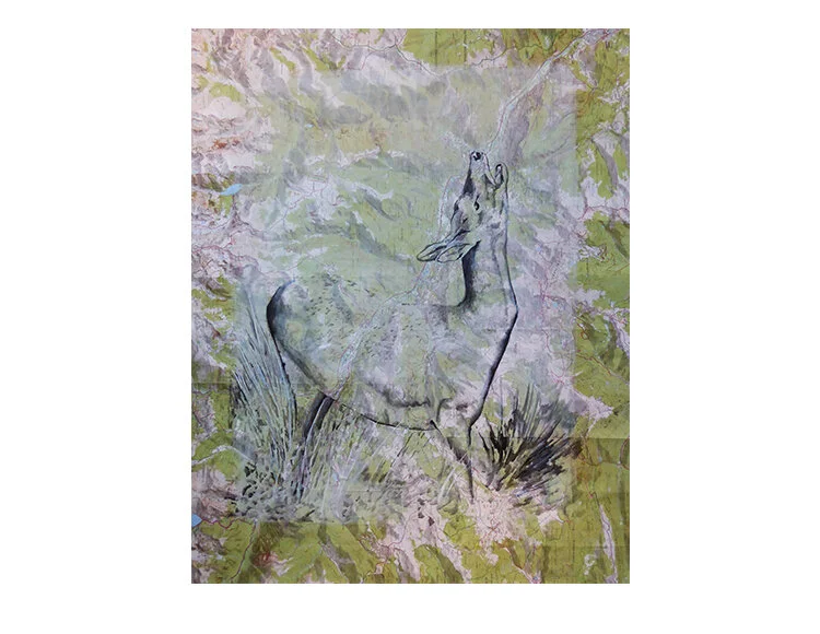 Biche Technique mixte sur toile, 94X120 cm