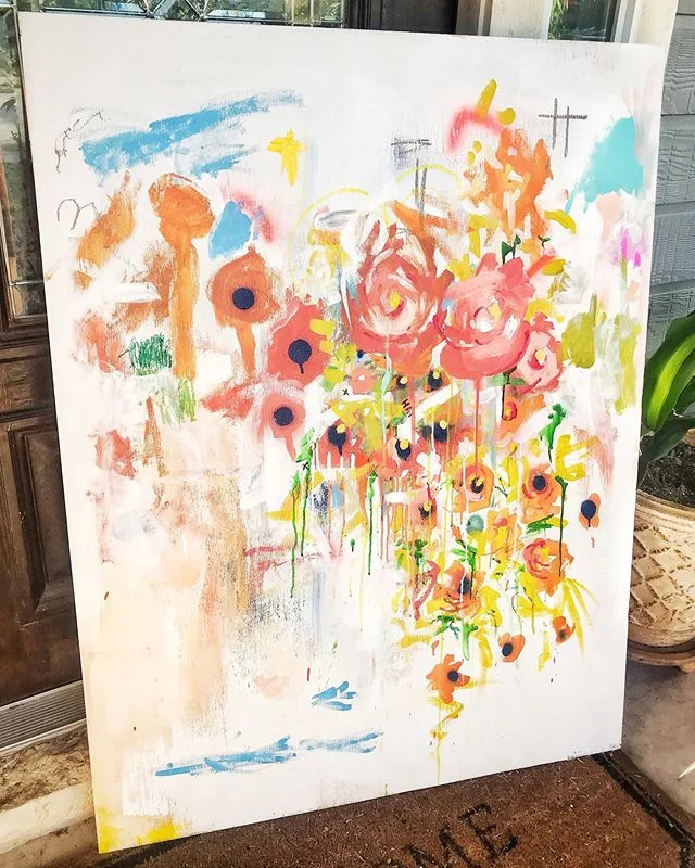 OML this is my first attempt at a large-scale floral abstract and I&rsquo;m kinda in lust with it!
.
.
#art #painting #paint #flower #floral #abstract #artoninstagram #artonlink #artistoninsta #artistonig #artist #bouquet