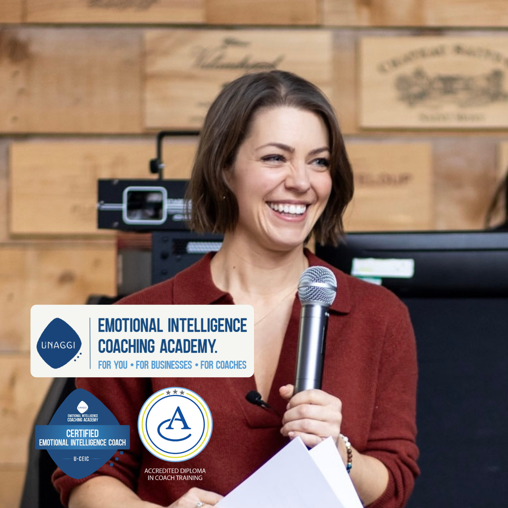 Emotional Intelligence Educator Charlette Pomme gives a Key Note Speech smiling