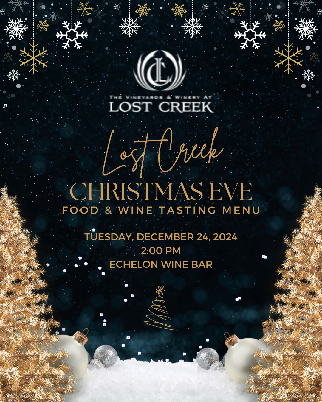 Annual Lost Creek Christmas Eve Food &amp;amp; Wine Tasting Menu