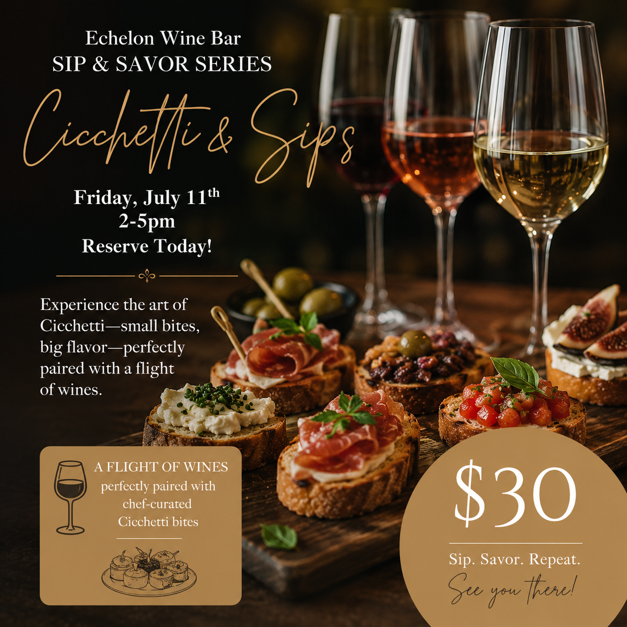 Sip &amp; Savor Series: Cicchetti &amp; Sips