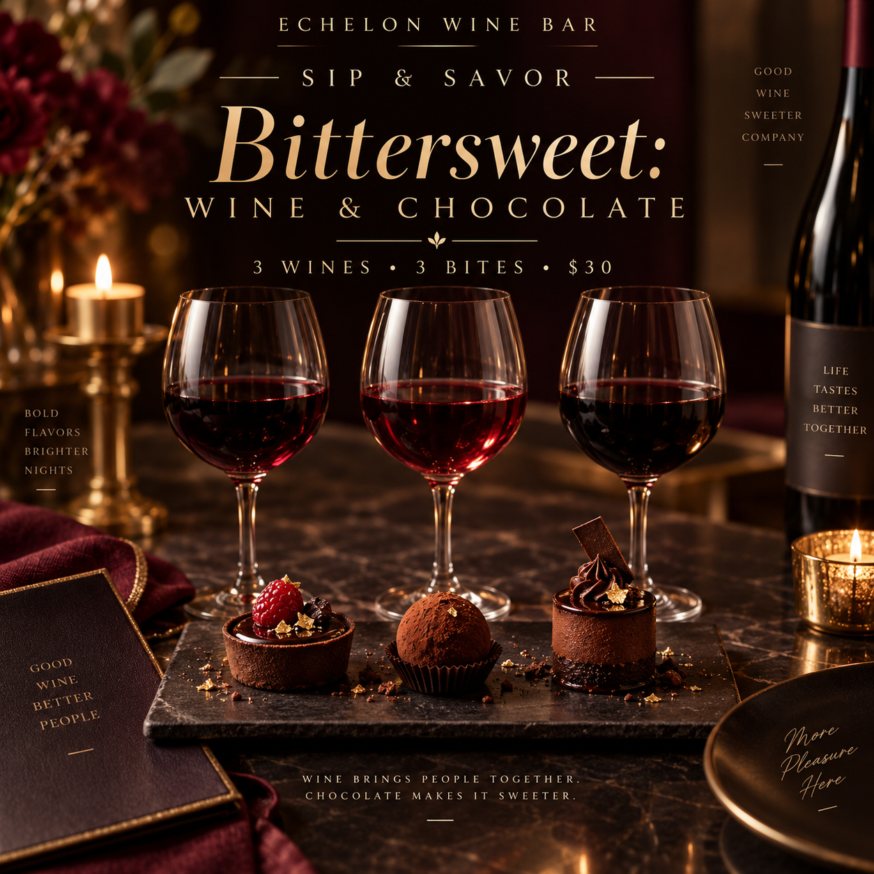 Sip &amp; Savor Series: Bittersweet - Wine &amp; Chocolate