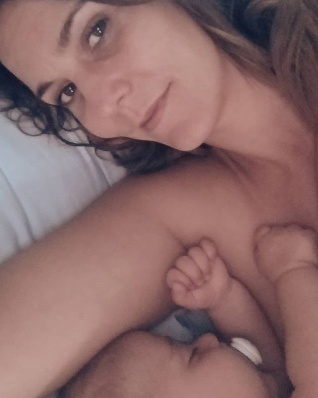 Anyone else miss those times when your baby slept beside you? We've worked so hard getting Harris to sleep in his own room for all his naps and nighttime sleep. And I'm so proud of the work we've done. And, believe me, the woman in this picture is dy
