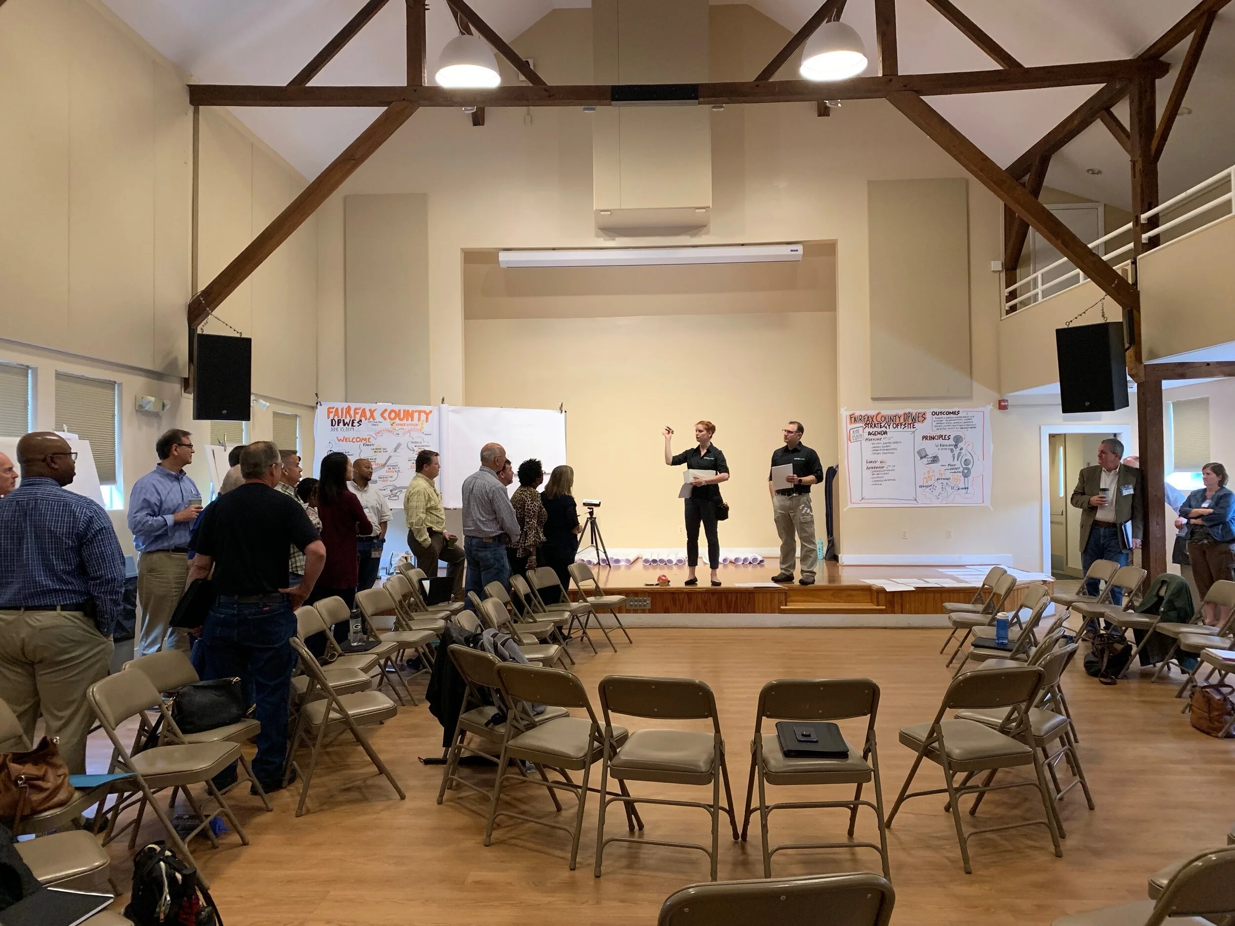 Lauren Green and Brian Tarallo visually facilitate a strategic planning offsite