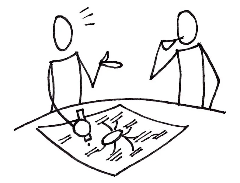 Vision maps begin by mindmapping as much information as possible.