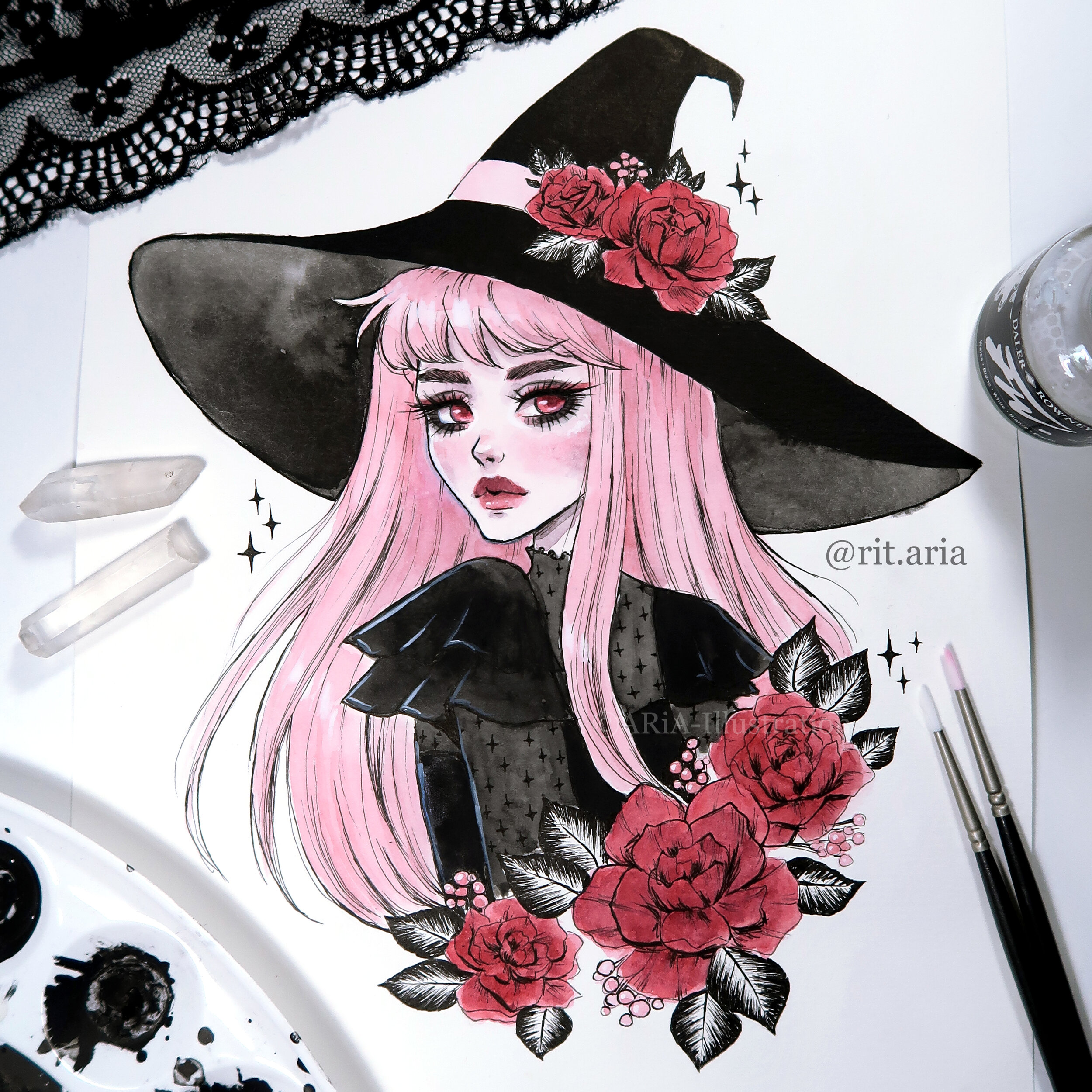 Rose witch Original Art — Aria-Illustration