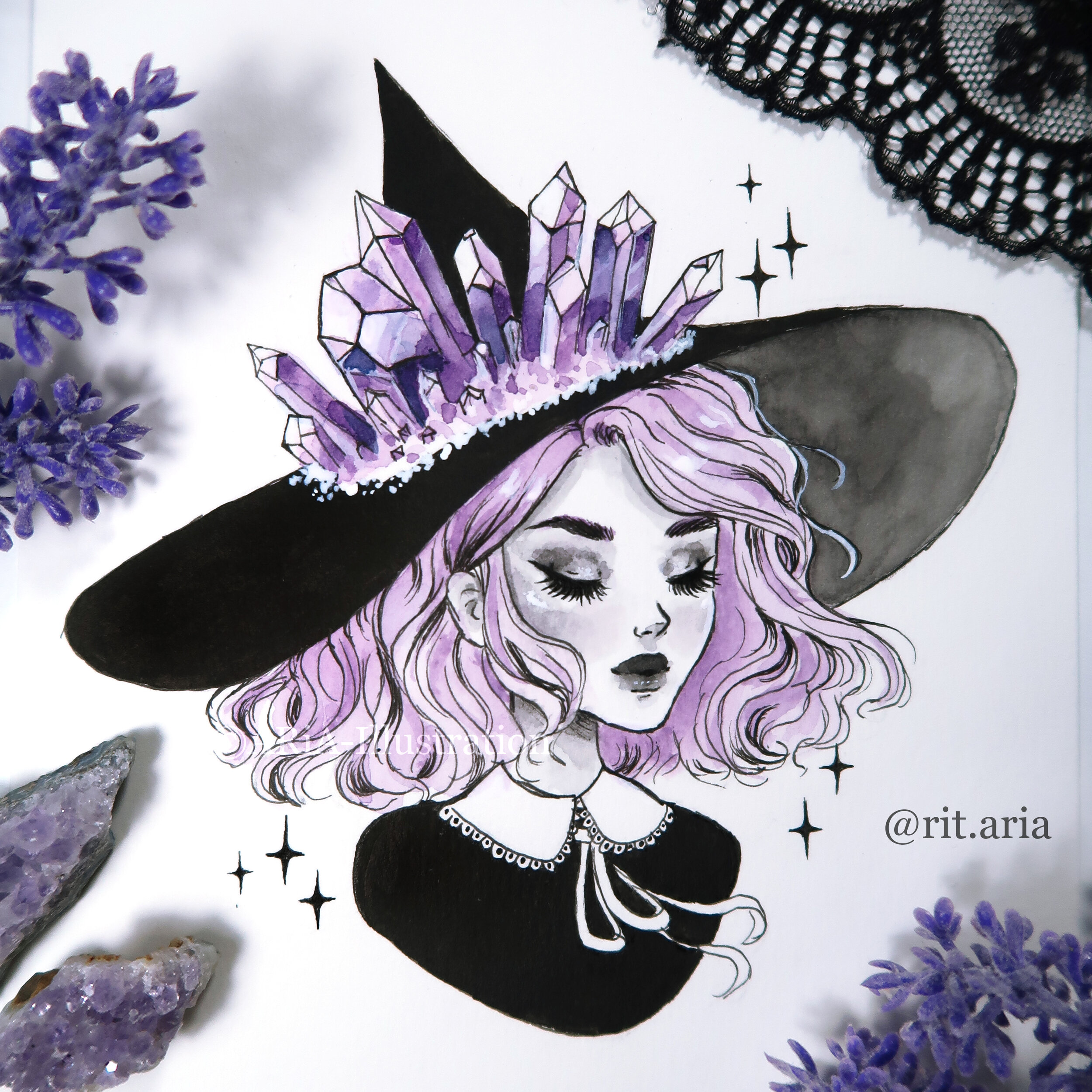 Lavender crystal Art print — Aria-Illustration