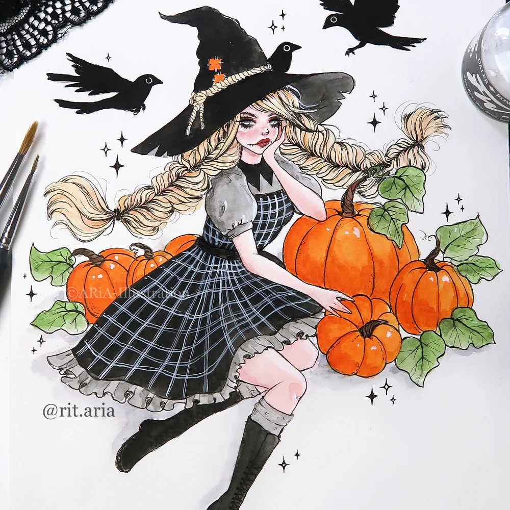Scarecrow witch Art print — Aria-Illustration scarecrow-witch-art-print-aria-illustration