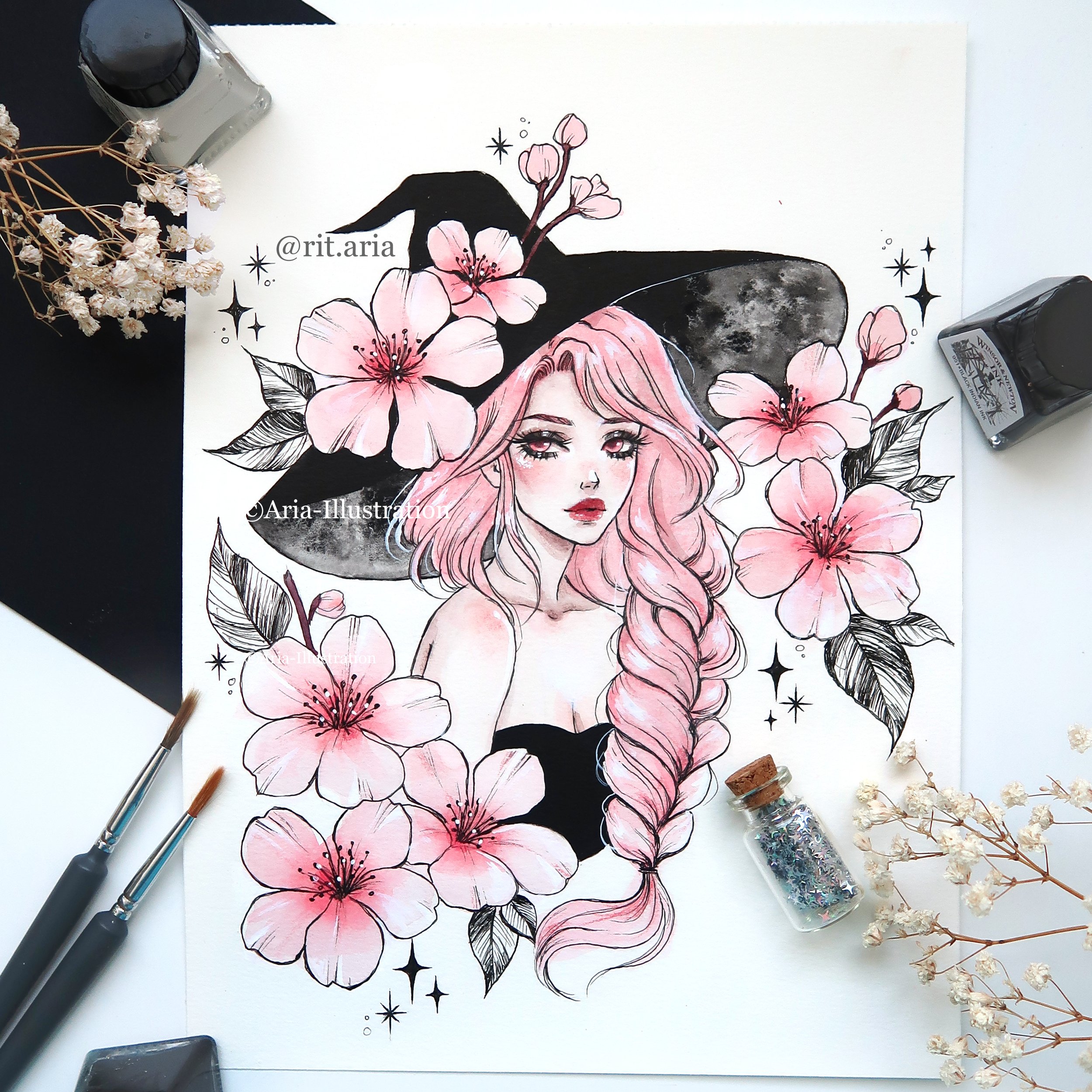 「woman,pink」水彩画 原画 B5 woman,pink」水彩画 原画 B5 woman，pink」水彩画 原画 B5