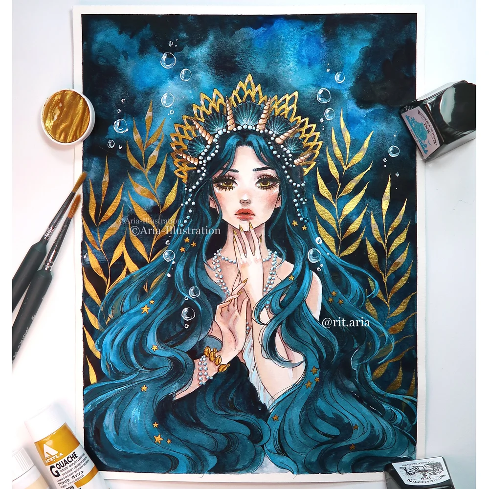 mermaid empress art illustration - Aria