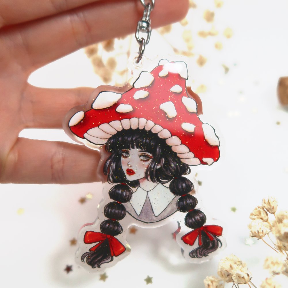 Mushroom Diamond Art Keychain, This Cute Rhinestone Keychain is