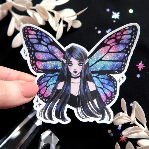 Sakura fairy glitter sticker — Aria-Illustration