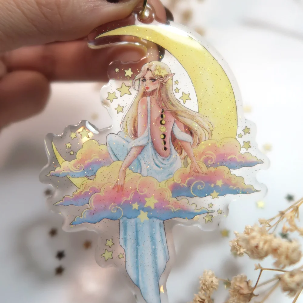 ✧Moonlight Nymph glitter keychain — Aria-Illustration
