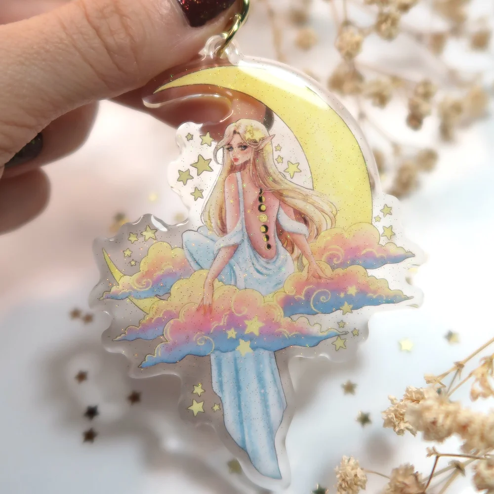 ✧Moonlight Nymph glitter keychain — Aria-Illustration