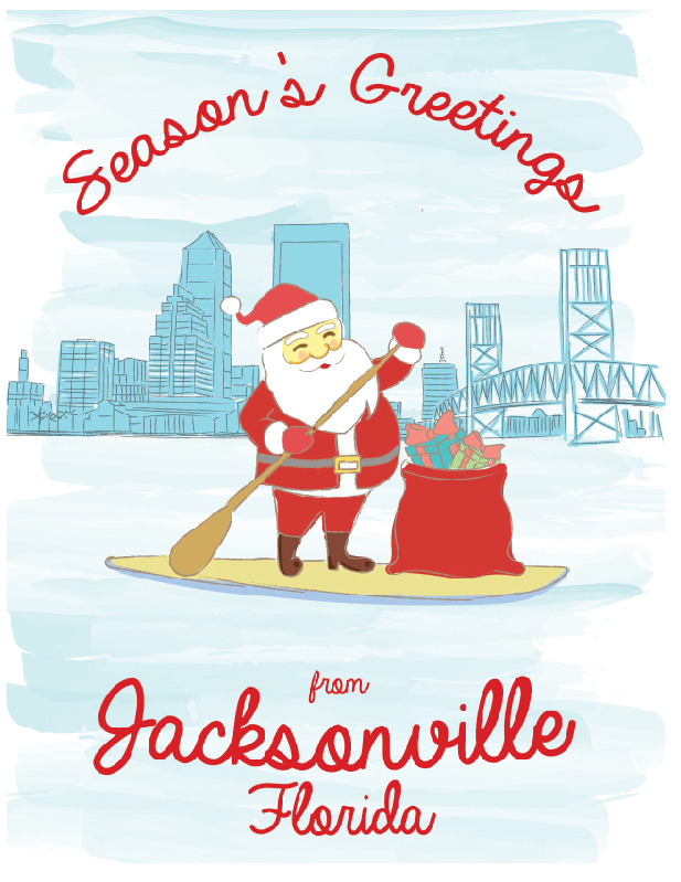 Padde Board Santa Holiday Card