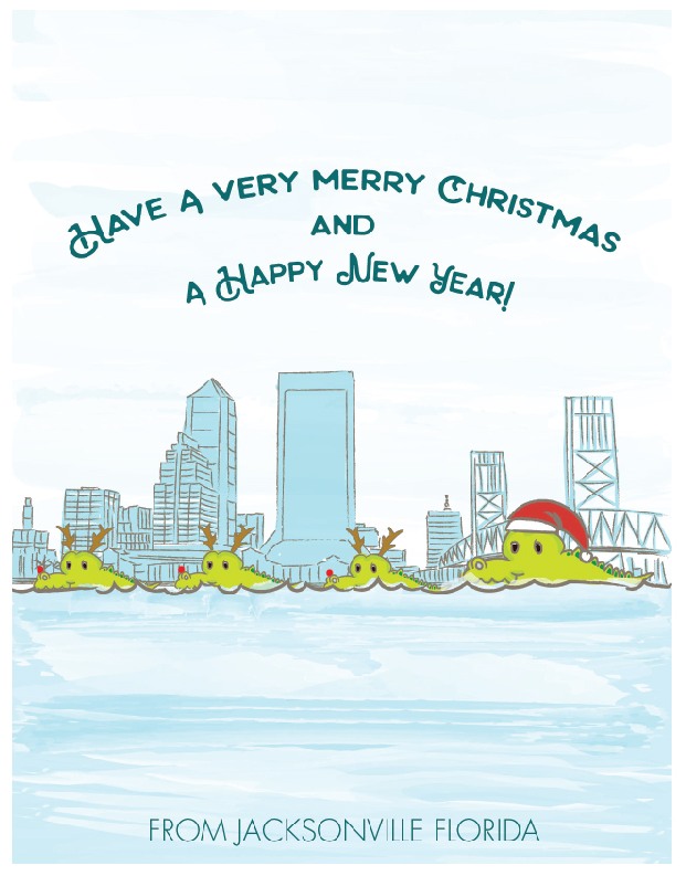 Floating Alligators Holiday Card