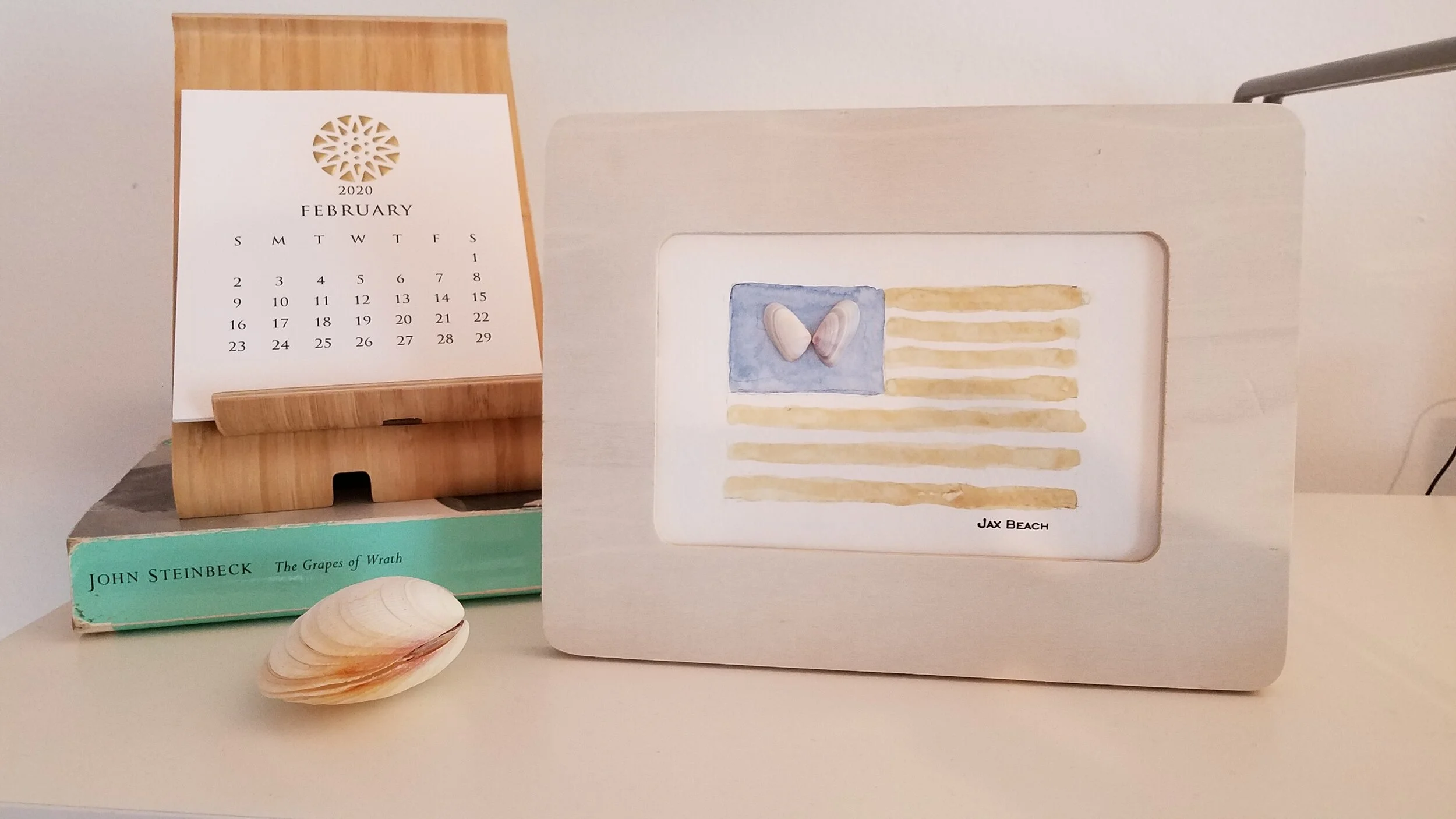 Beaches Flag Watercolor, Wood Frame