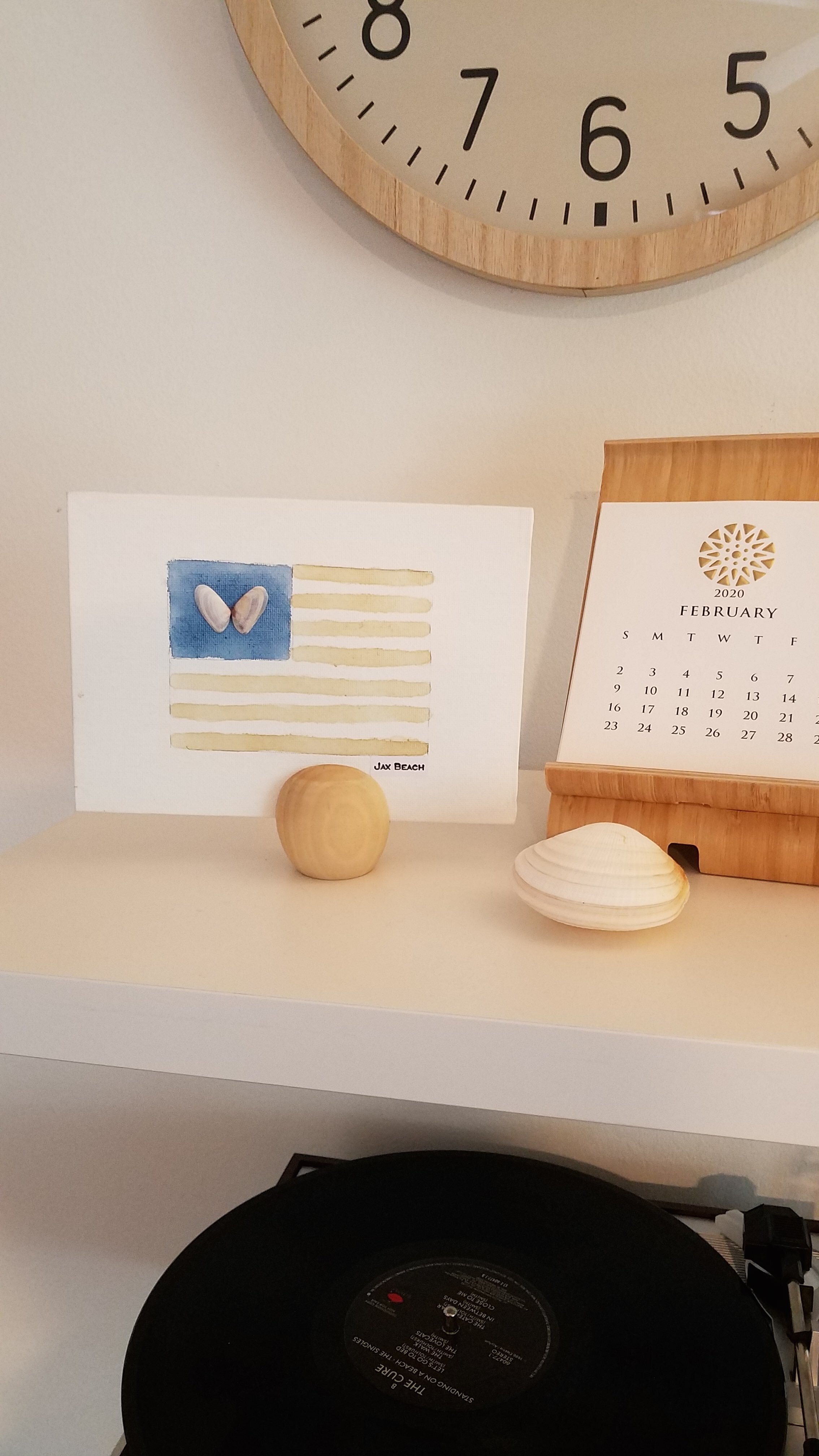 Beaches Flag Watercolor on Board, Ball Frame