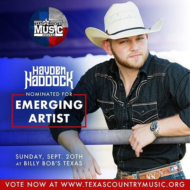 Y&rsquo;all go vote for my buddy Hayden!! And download the new album Red Dirt Texas if you haven&rsquo;t already.