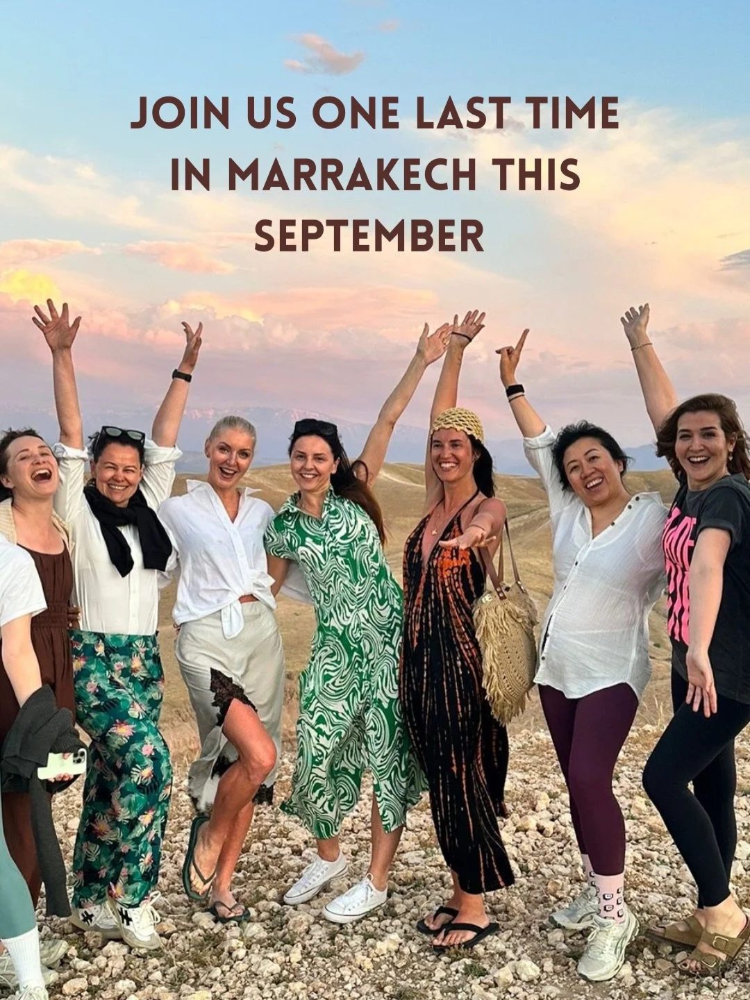 11 retreats in marrakech. so much love poured into every detail, every sunset, every circle of women. 

this september we close that chapter. our last two retreats in the red city.

rooted rhythms with tina (31 aug&ndash;6 sept): grounded hatha &amp;