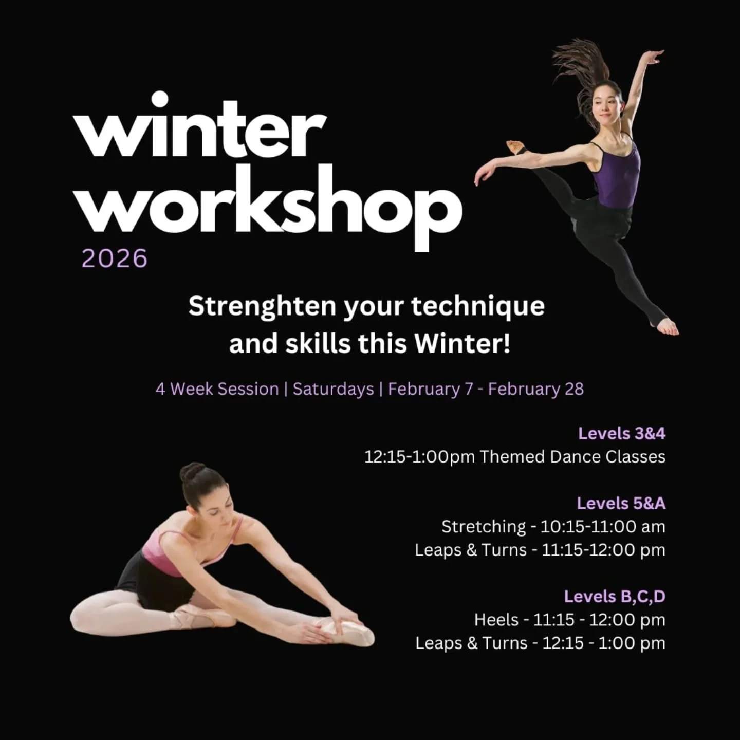 We're gearing up for our Winter Workshop! Specialty classes to help take your dancing to the next level, while having some fun with friends along the way! #lpaalltheway