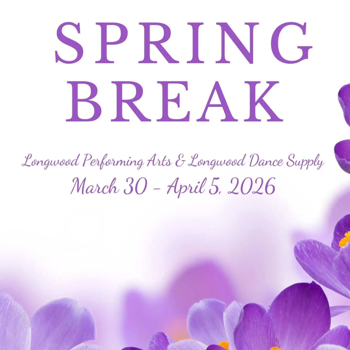 We are on spring break this week 🌷 Enjoy some time off before we skip into recital time!