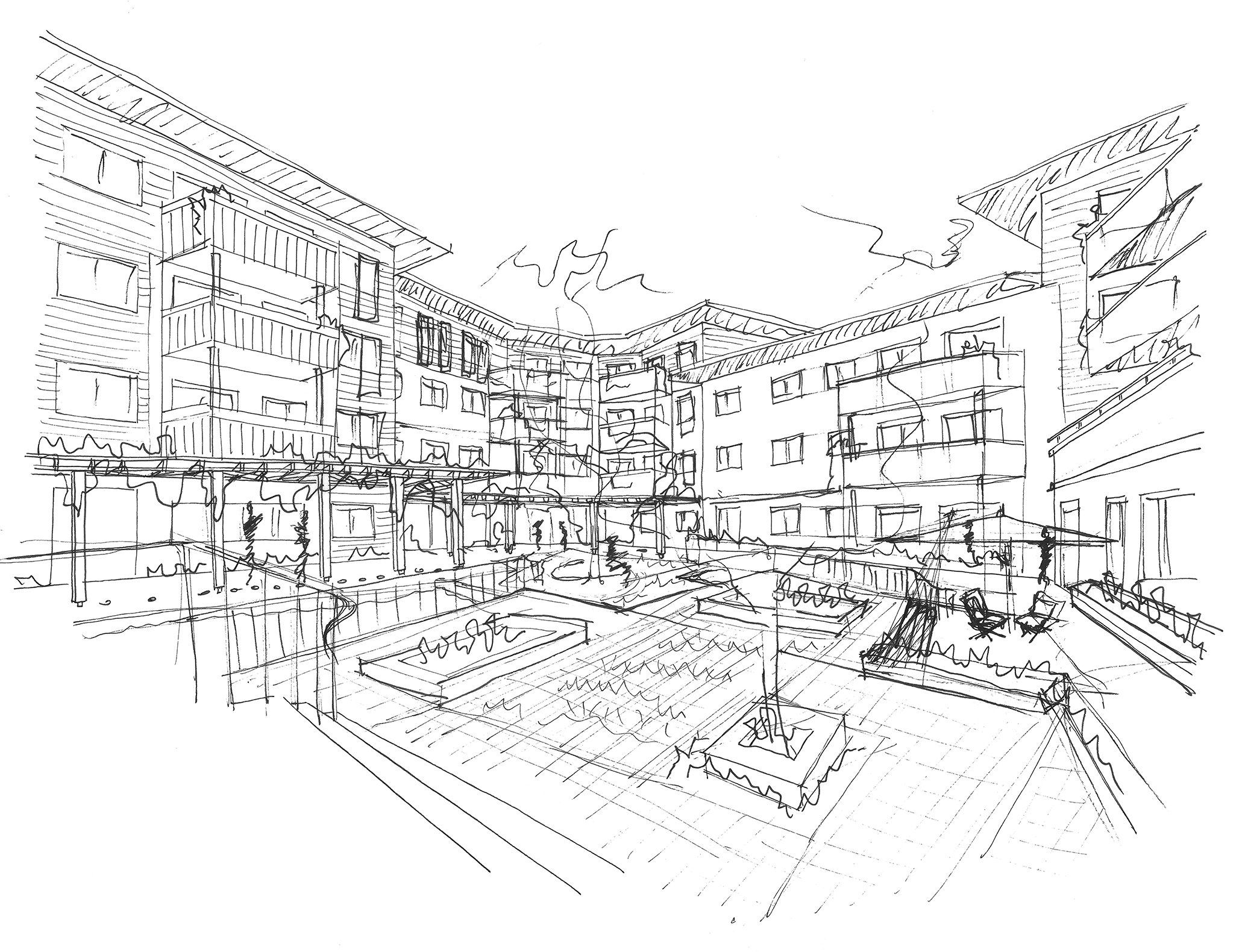 Courtyard sketch (Rebecca Mark)