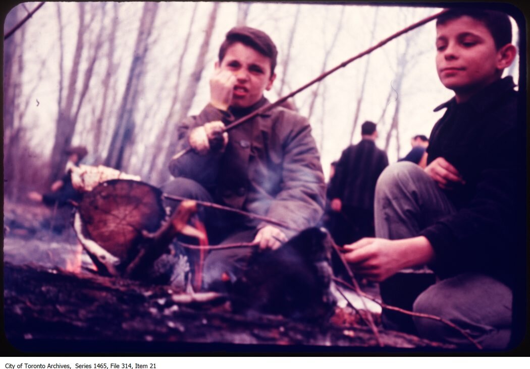 Boys cooking food over fire on Toronto Island - date unknown  (Copy)