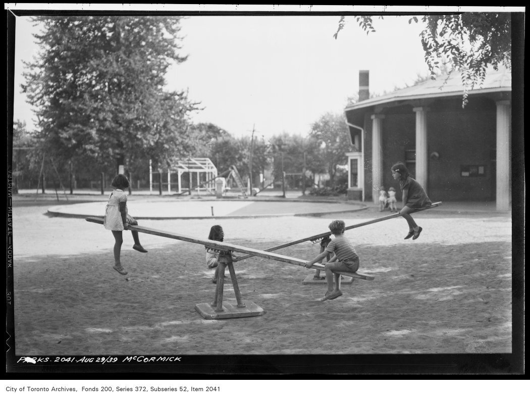 Toronto children playing on seesaws - 1939 (Copy)