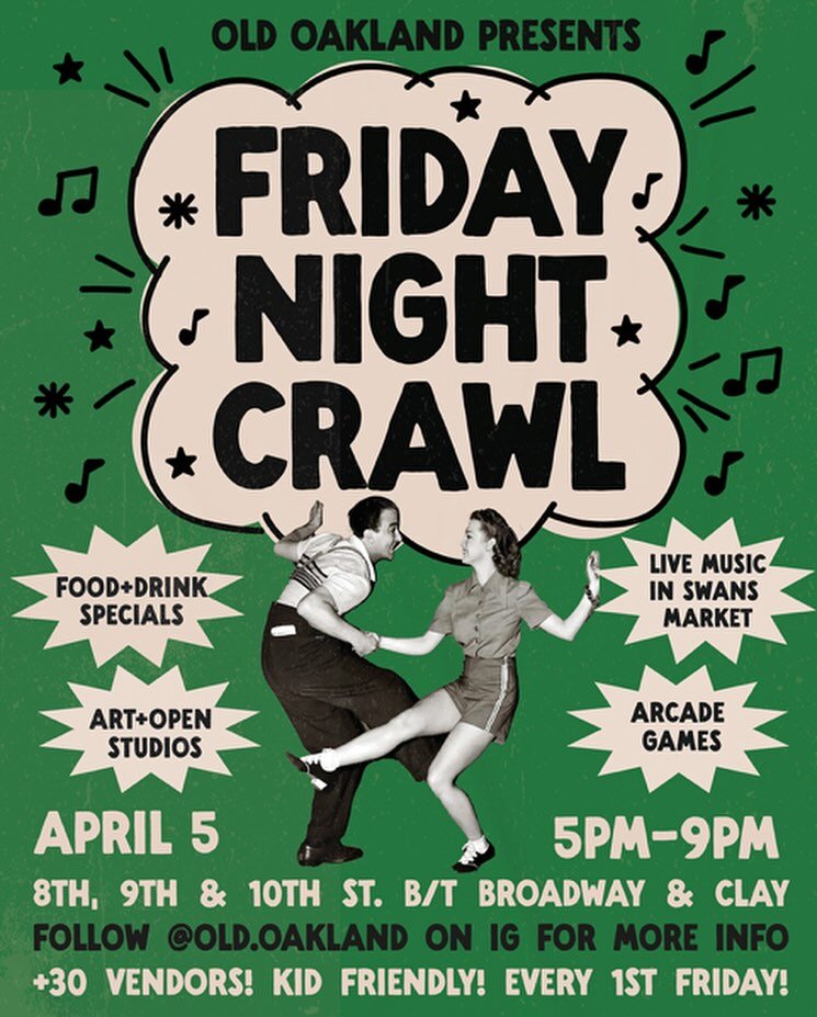 Yayyyyyyy getting so excited!! We will be out here with bells on slanging flash and have a bunch of amazing vendors in addition to all the delicious foods, music, and other businesses participating!! The first #oldoakland #firstfriday of SPRING!!! Ca