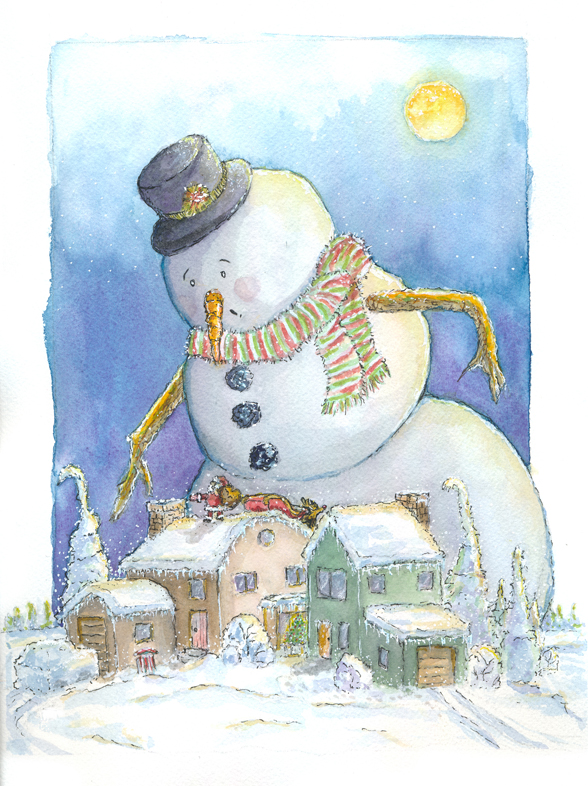 Giant Snowman meets Santa