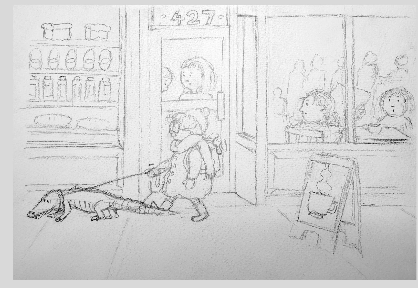 alligator walk rough sketch