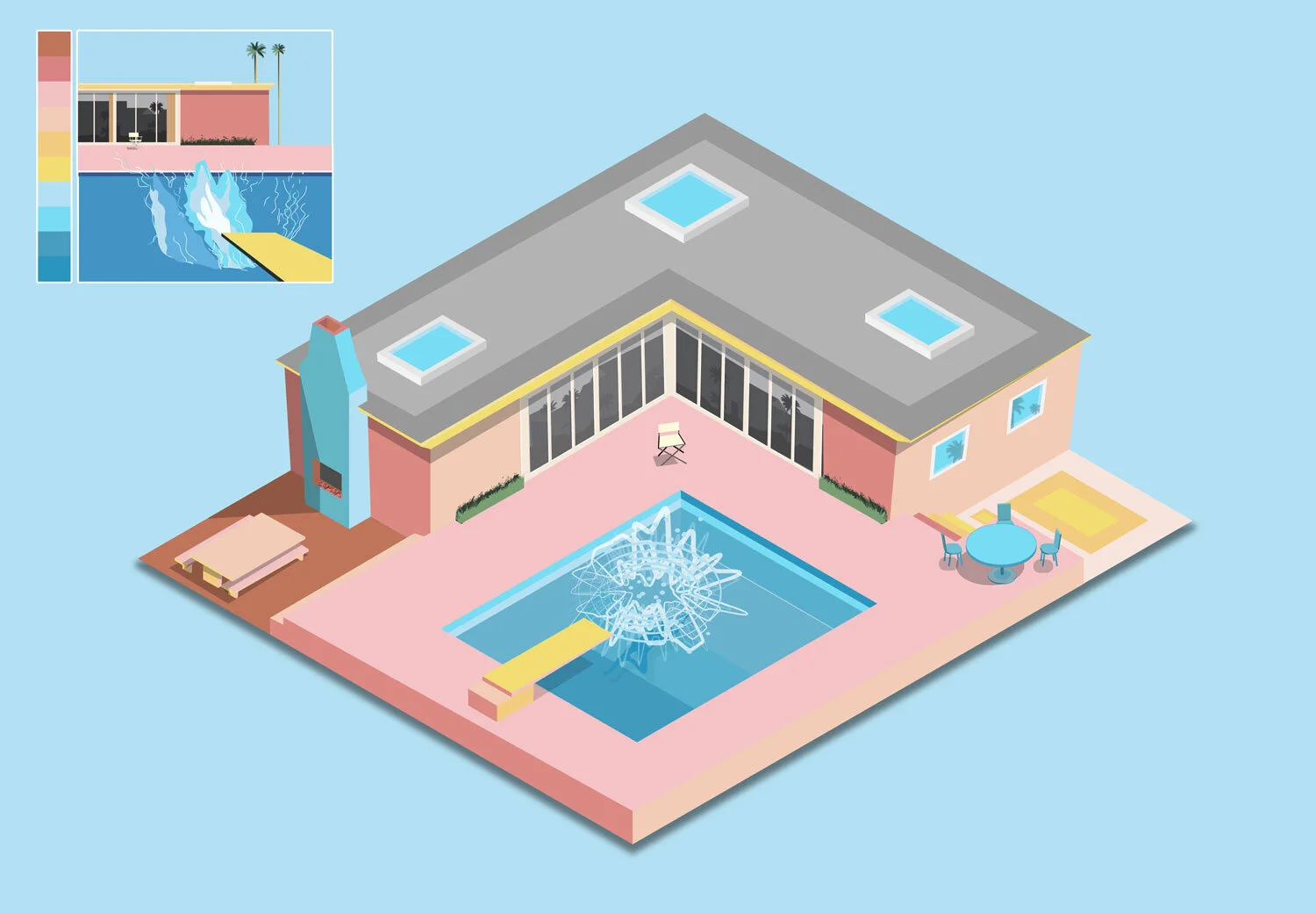 David Hockney inspired pool house