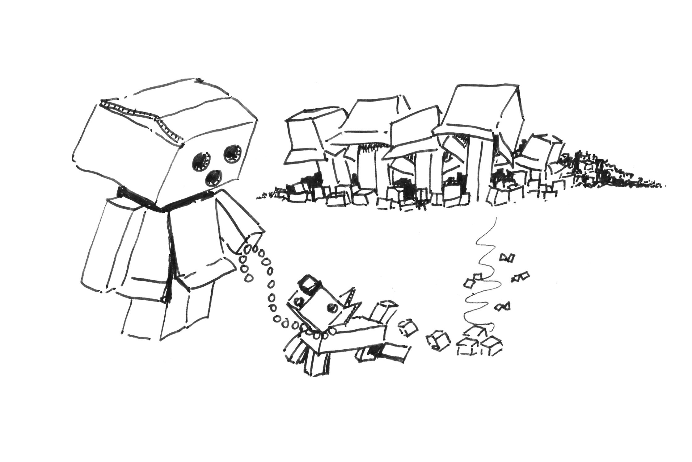 Boxy and Boxter line art