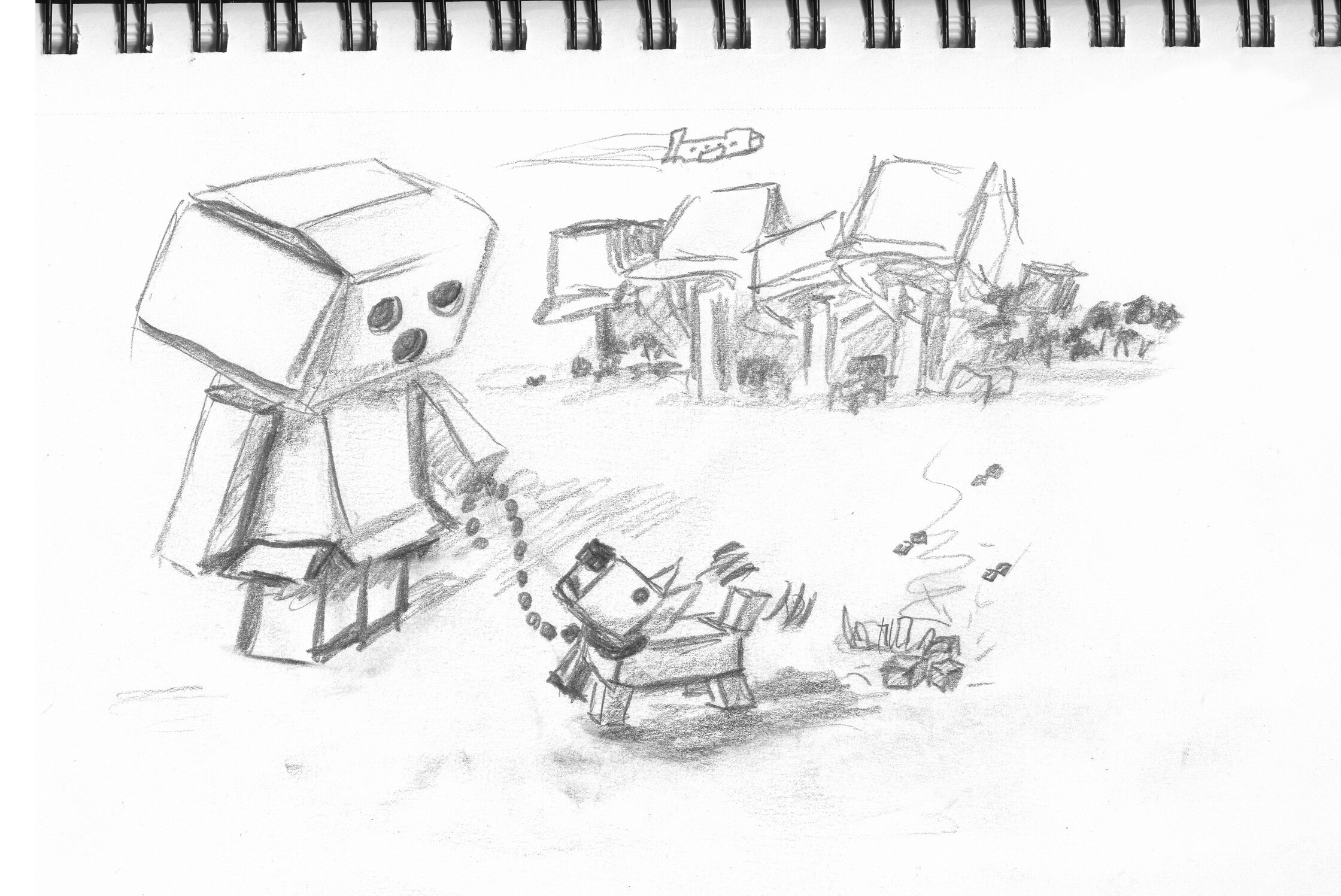 Boxy and Boxter rough sketch