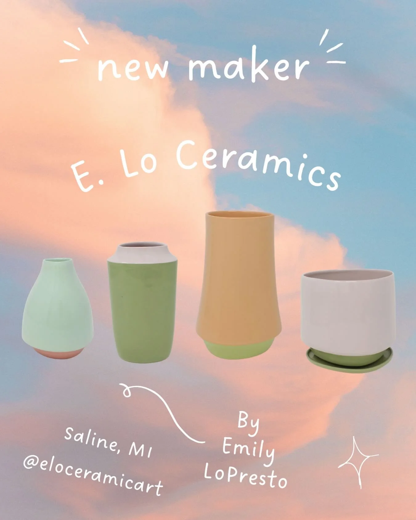 New maker just dropped! Here&rsquo;s a preview of Emily LoPresto&rsquo;s ceramic art in the shop now ✨