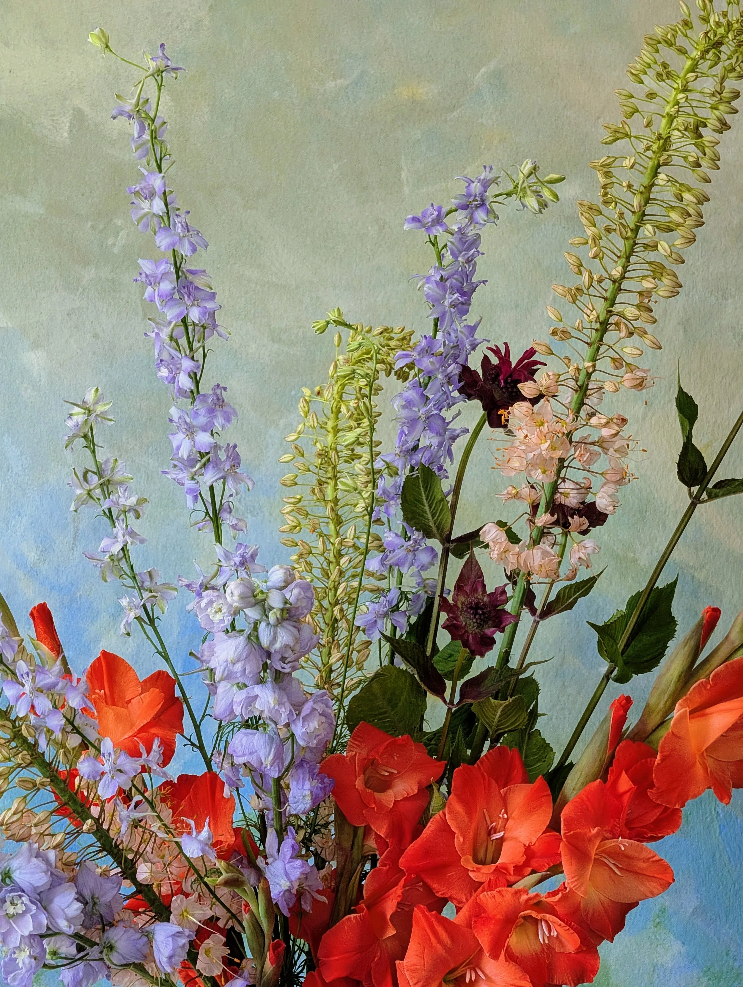  Lush floral arrangements featuring delicate delphinium spikes 