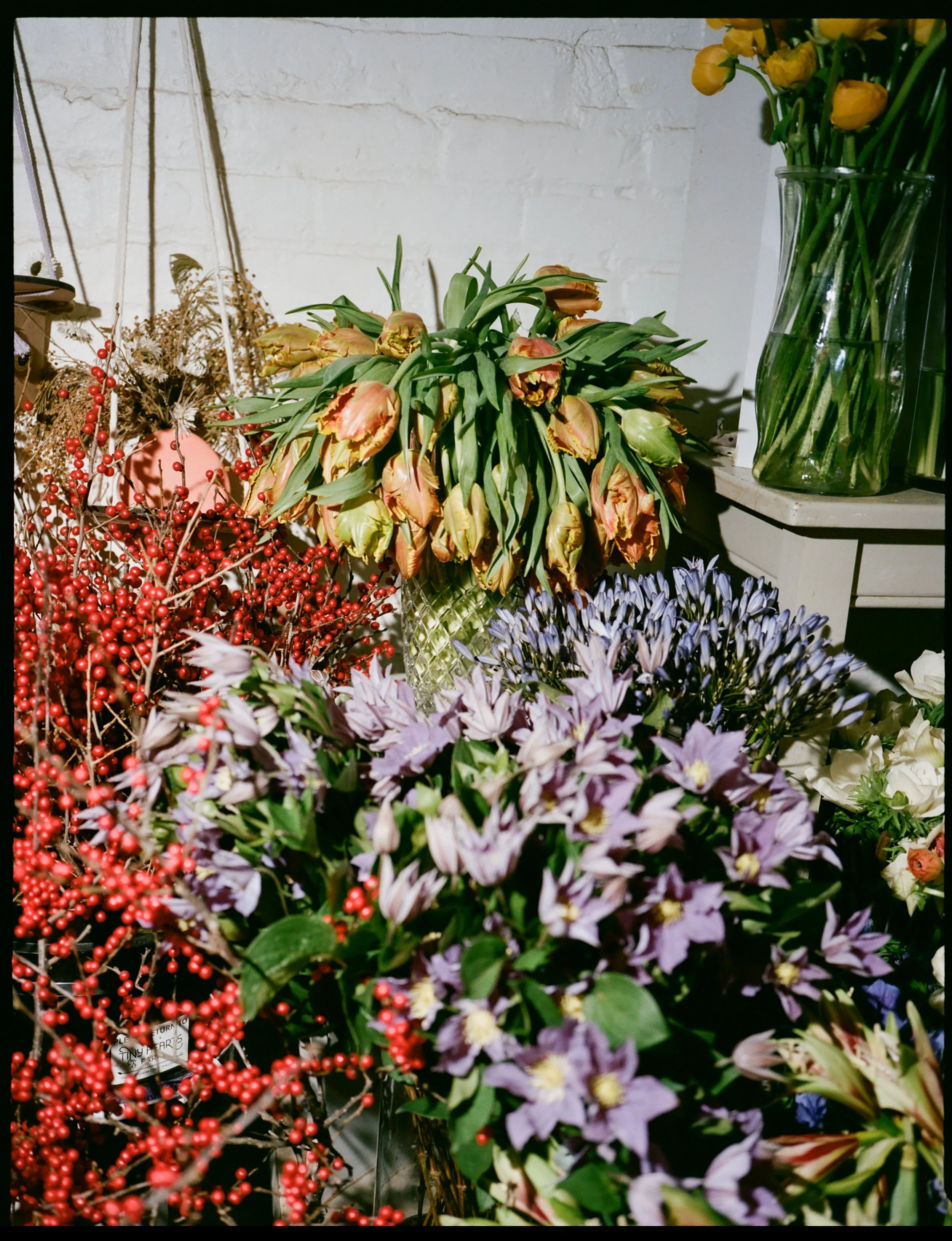 Seasonal flowers and foliage used for custom floral design at Flora Good Times in the Hudson Valley.