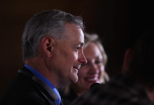 This month's Pints and Politics included State Senator Nicole Cannizzaro and Minority Leader Senator James Settelmeyer. The event was moderated by RGJ political reporter James DeHaven at Craft Wine-n-Beer in Midtown on Tuesday Feb. 26, 2019. (Photo: Andy Barron/RGJ)