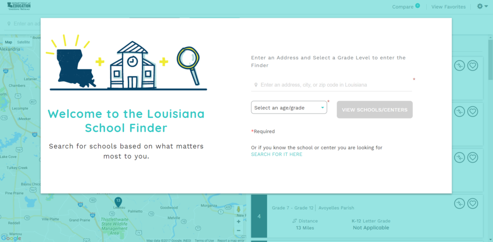 LouisianaSchools.com Landing Page