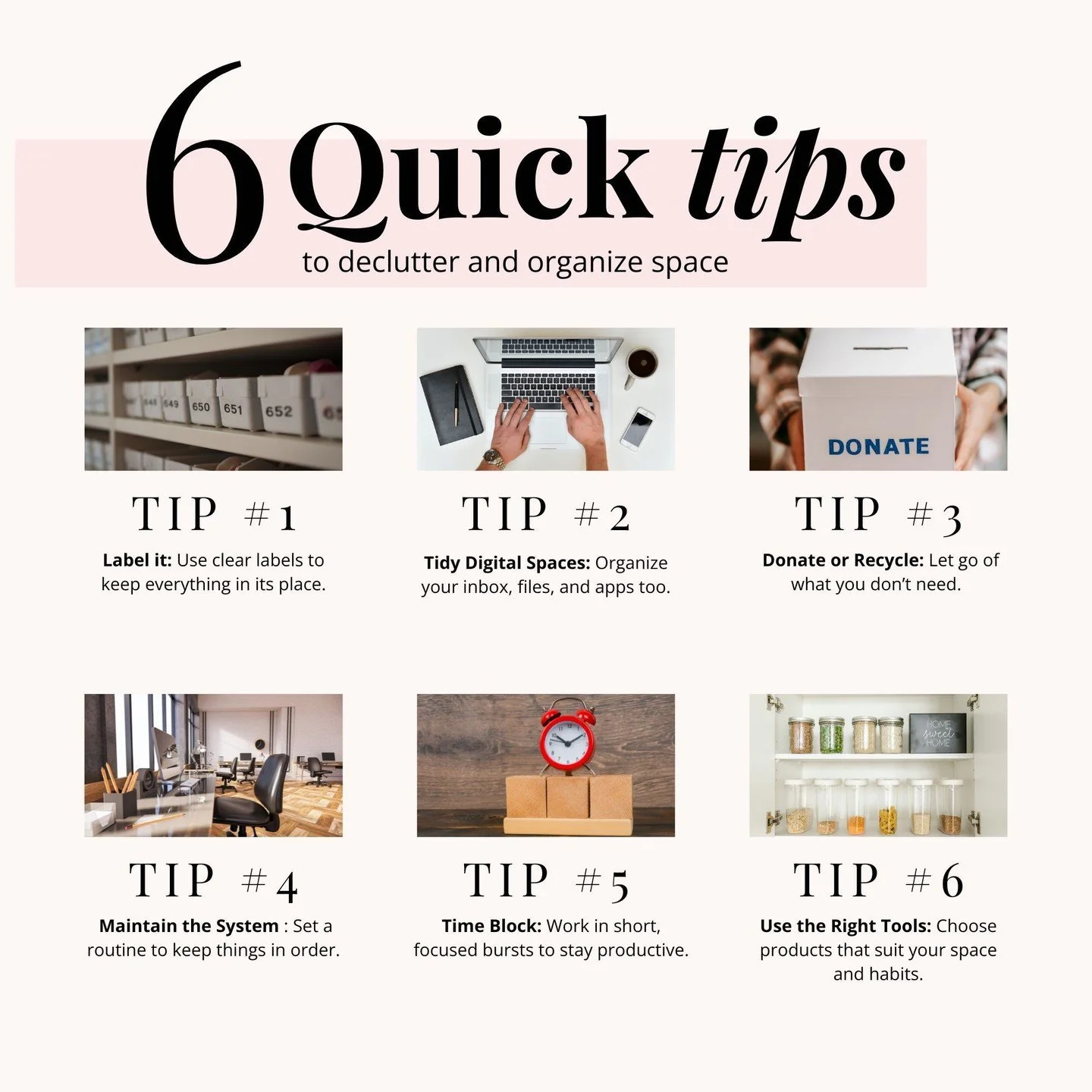 A cluttered space = a cluttered mind⁣
⁣
Make life easier with small habits that stick. Start with one change today and watch your space transform!⁣
⁣
Which area of your home or digital life is begging for a refresh first?