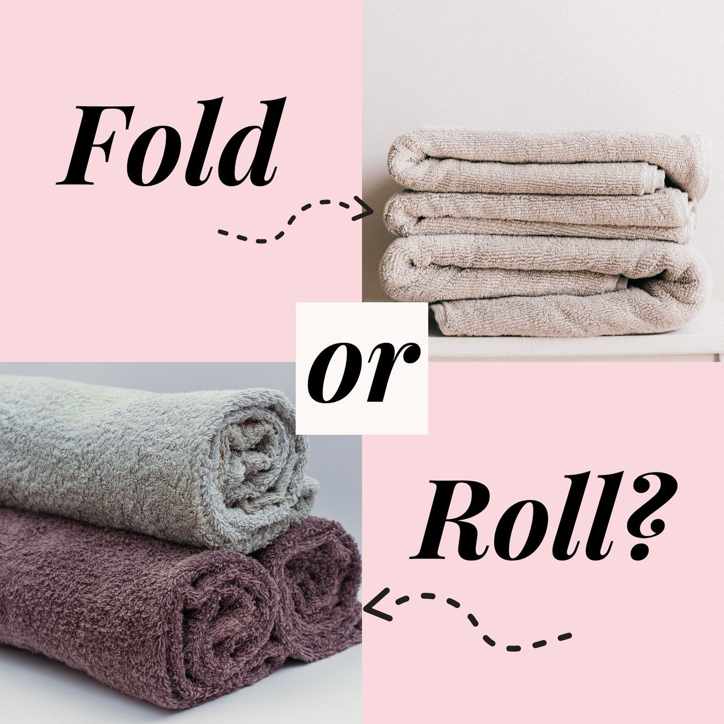 Fold or roll? 🧺✨⁣
⁣
When it comes to towels, we all have our preferences&hellip; but which one do you swear by? Folded neatly, or rolled for that spa-vibe? ⁣
⁣
Comment below 👇 I want to know!