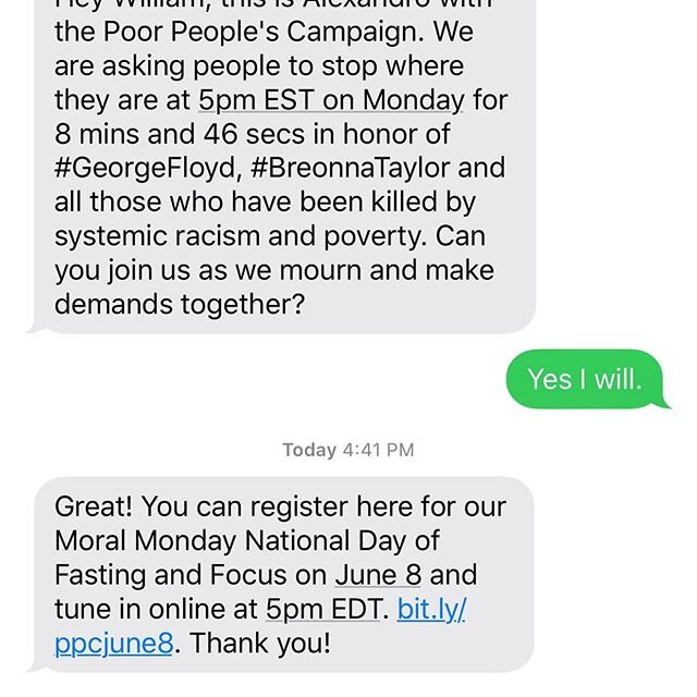 Today, Monday June 8, at 5 pm EST (in Colorado that&rsquo;s 3pm), for 8 minutes are 46 seconds, just stop. Brought to you by Rev William Barber and @poorpeoplescampaign . #theshowmustbepaused #racialjustice #poorpeoplescampaign #listen #sayhisname #s