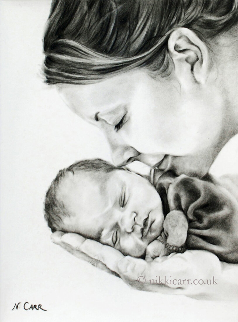 Mother's Love - original charcoal drawing by artist Nikki Carr.jpg