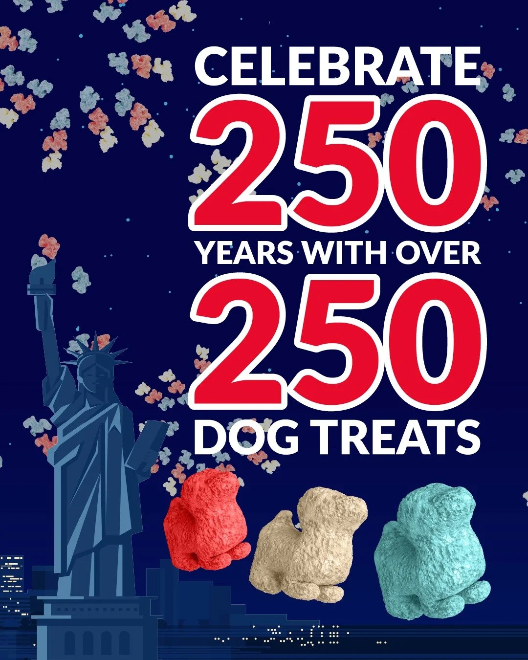 Celebrate 250 years with over 250 delicious, all new limited-edition Star Spangled Pup Corn! ❤️🤍💙